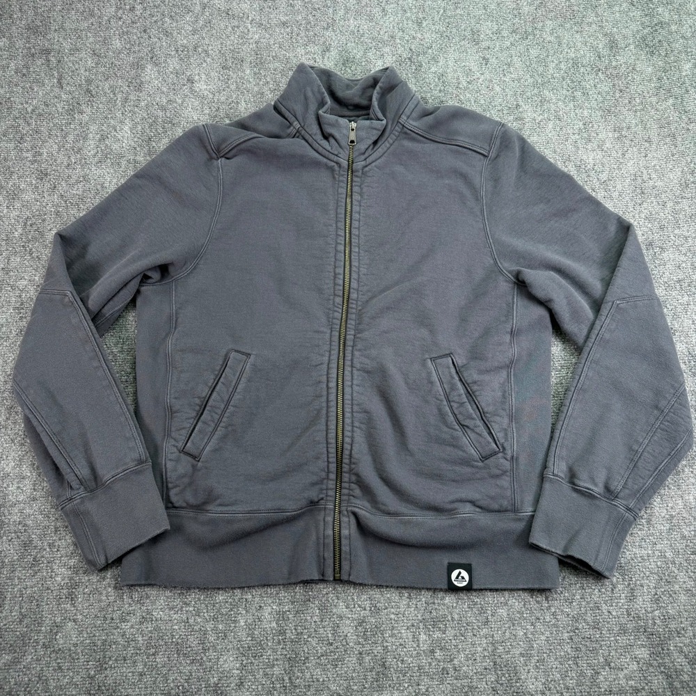 American Giant Sweatshirt Mens Large Gray Moto Full Zip Heavyweight Fleece Lined